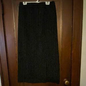 Merona black pinstripe full length straight skirt w/ front slit. 
Women’s 10.